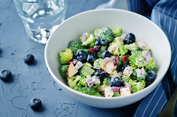 Broccoli Salad with Apples and Blueberries